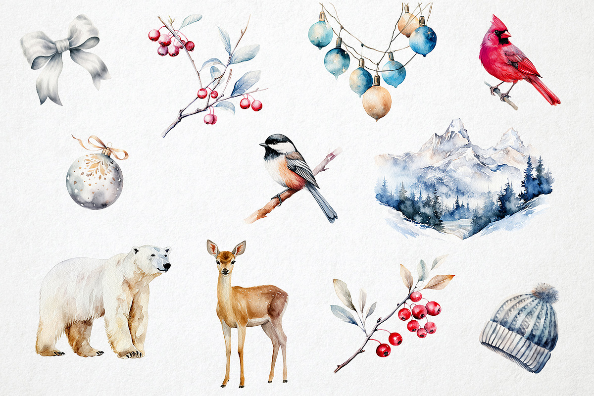 Winter Watercolor PNG Overlays, an Object Illustration by PixelJungle (Photo 5 of 5)