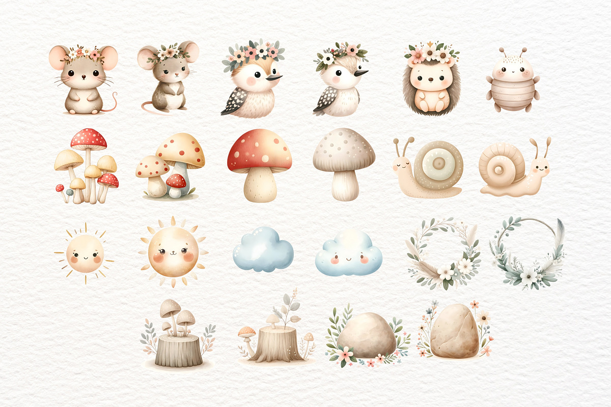 Watercolor Woodland Animals Clipart, an Animal Illustration by Nicolle's Colorful Art (Photo 5 of 7)