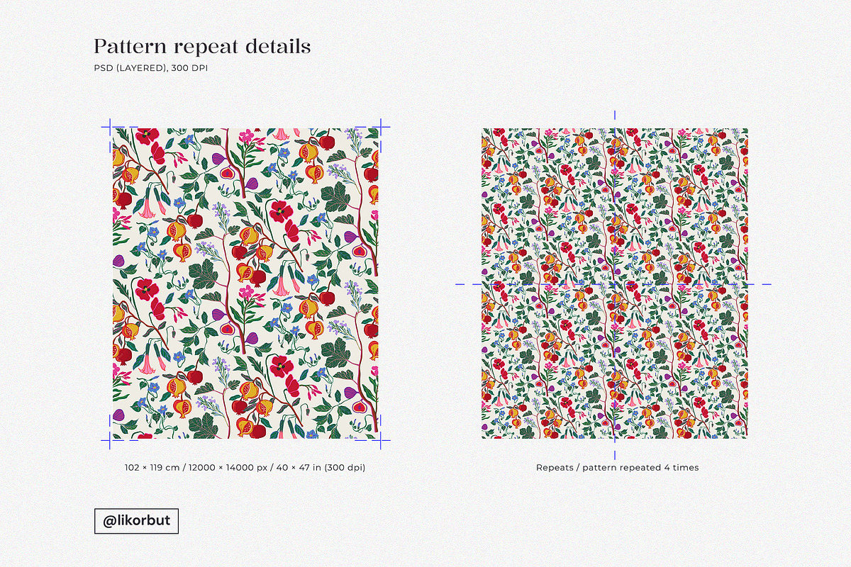 Spanish Botanical Floral Pattern, a Pattern Graphic by likorbut (Photo 4 of 12)