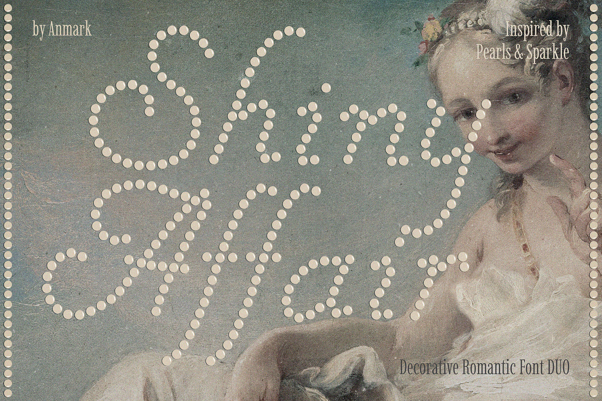 Shiny Affair Romantic Dots Font, a Script Font by AnMark (Photo 1 of 11)