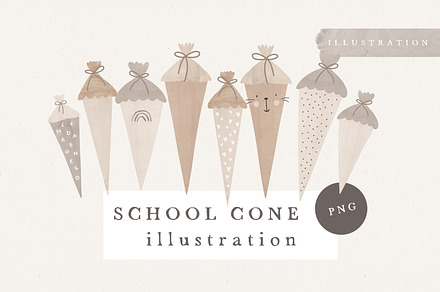 SCHOOL CONE / watercolor png