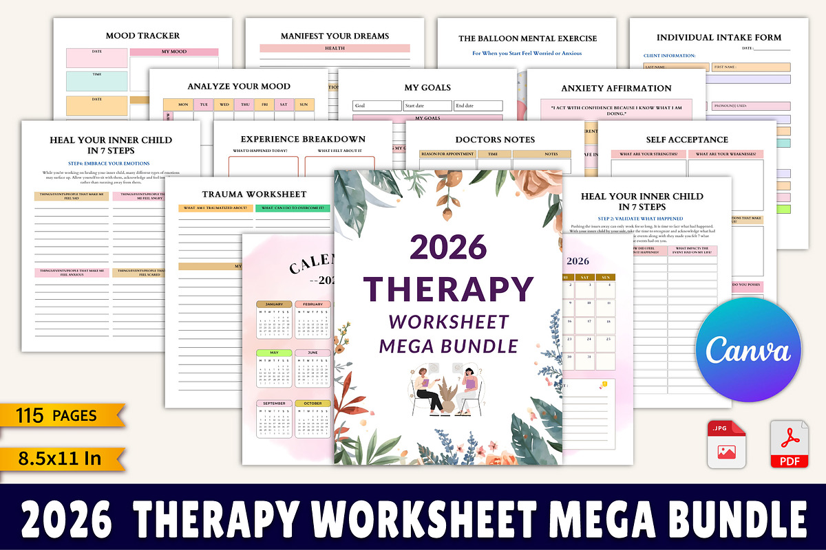 2026 Therapy Worksheet Mega Bundle