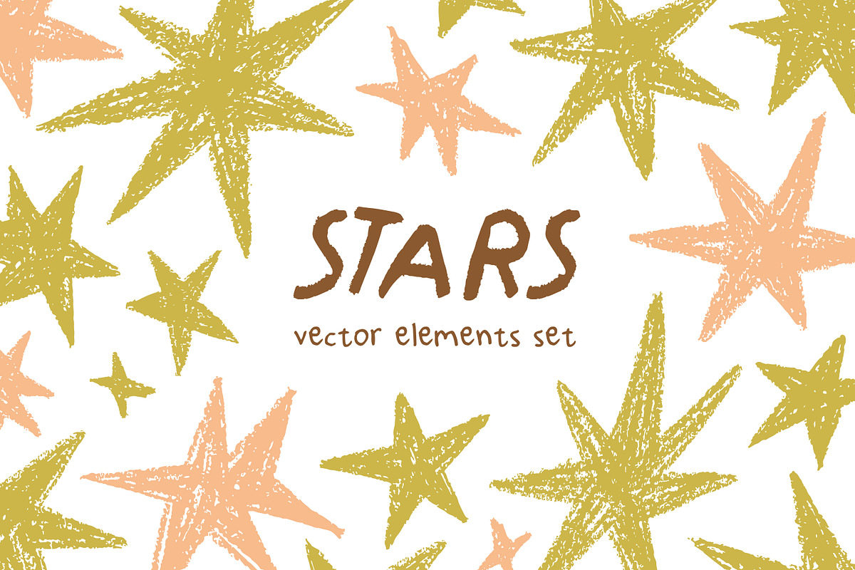 Stars set. Crayon textured doodles, an Object Graphic by Good Studio (Photo 1 of 6)