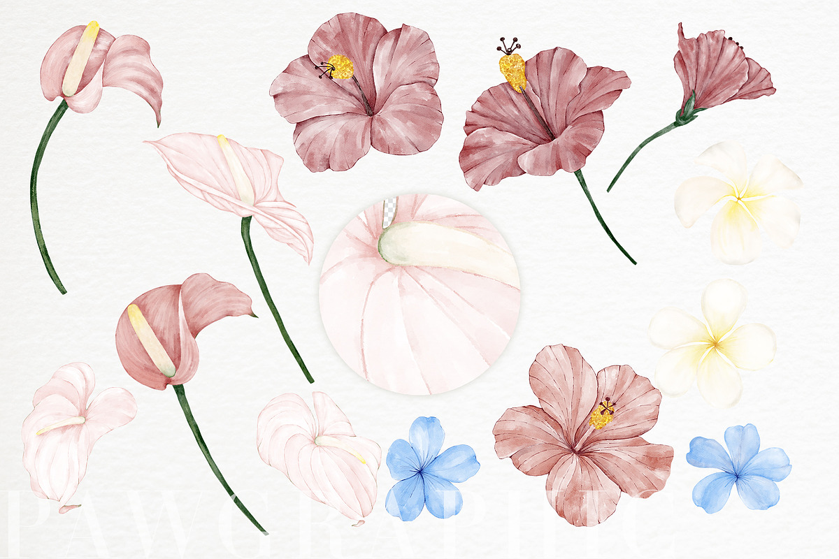 Tropical Flower Leaves. Tile Pattern, an Illustration by PawGraphic (Photo 2 of 6)