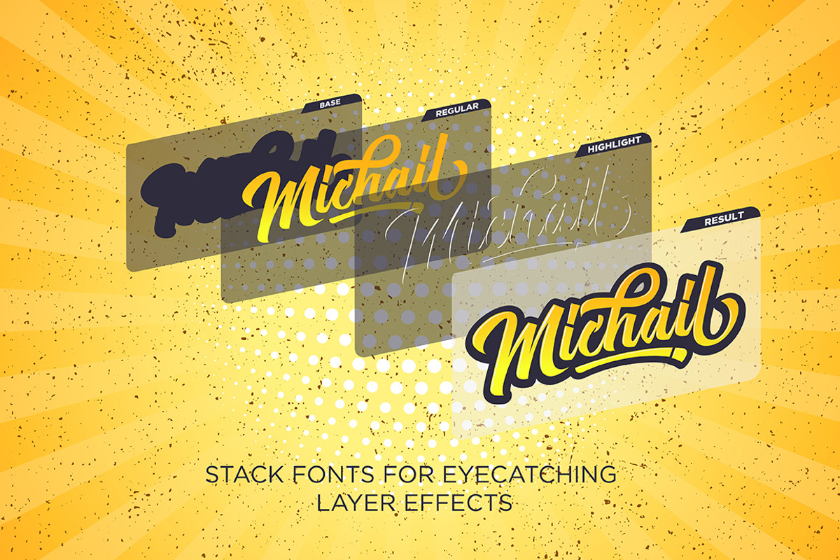Michail Script Layered Fonts preview 2
