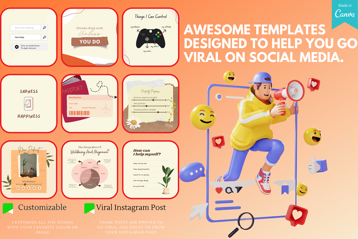 100+ Mindfull Motivation Template, a Social Media Template by Viral Content Design (Photo 6 of 8)
