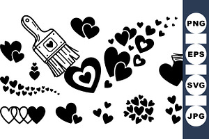 Heart Brush Stroke Clipart Set, an Illustration by designvectx