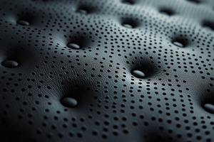 Close-up of a textured black leather surface with dotted patterns and tufted de, a Background Photo by ImageMir