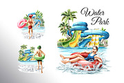 Water Park. Watercolor collection, a Person Illustration by Daria Ustiugova (Thumbnail 2 of 14)
