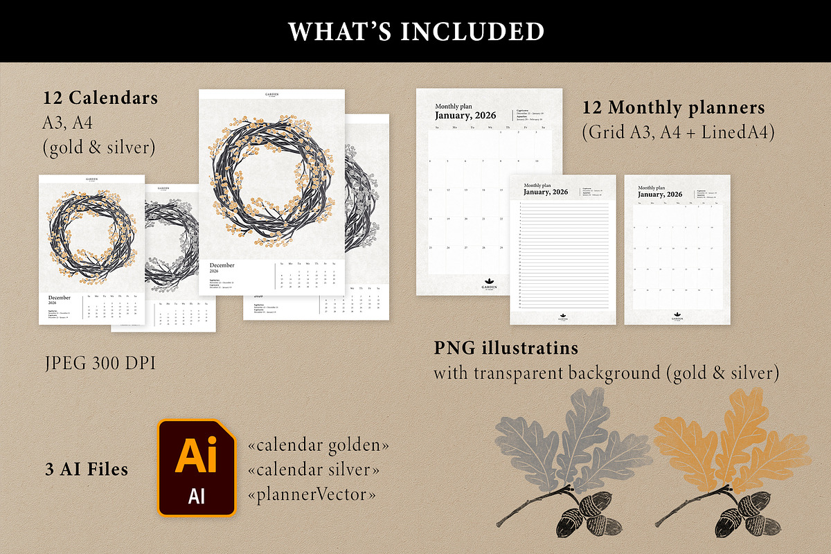 Elegant Calendar & Planner Set 2026, a Stationery Template by Garden in frame (Photo 7 of 8)