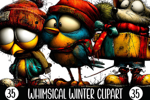 Whimsical Winter Clipart, an Illustration by Designking