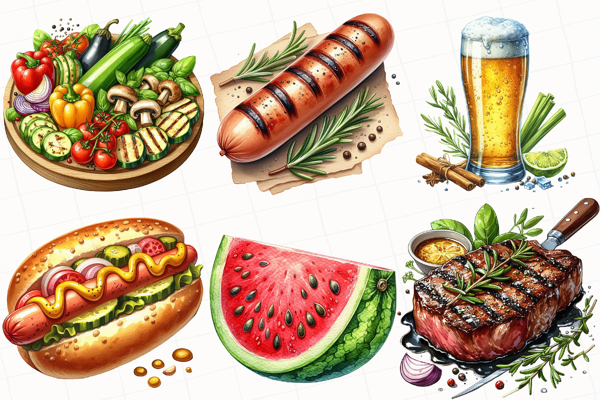 Summer BBQ Party Clipart, an Illustration by OK Design (Photo 3 of 5)