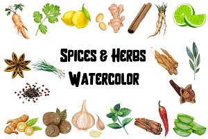 Spices, Herbs Watercolor PNG Clipart, a Healthcare Illustration by Awieee1