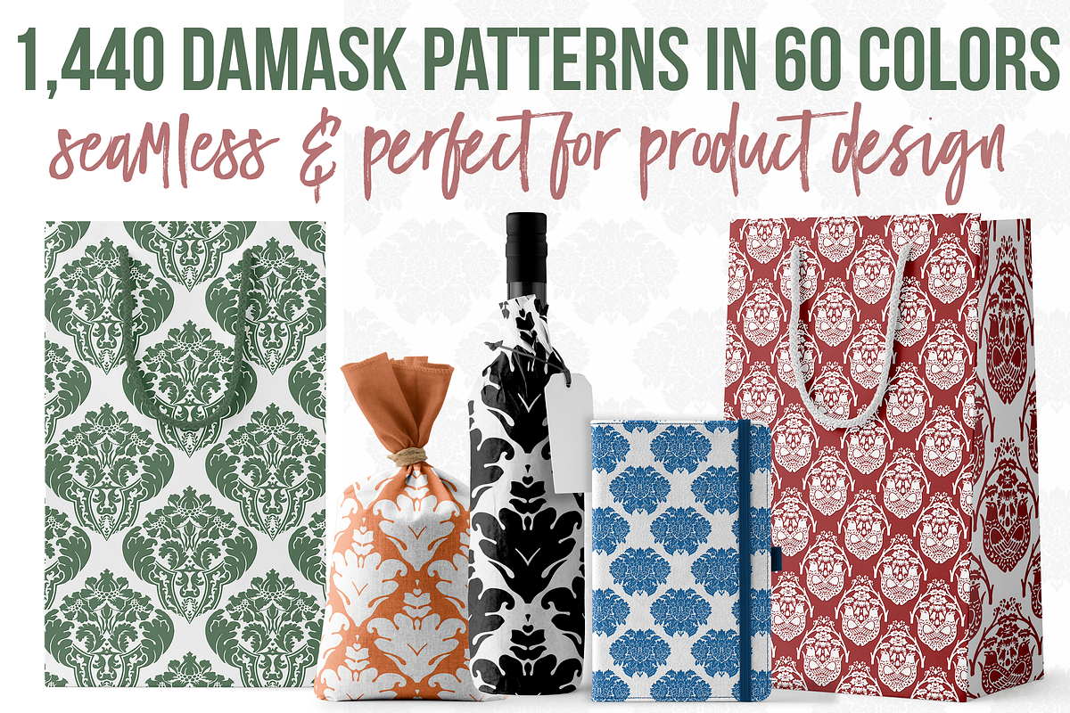 1,440 Damask Patterns in 60 Colors, a Pattern Graphic by Paper Element (Photo 1 of 22)