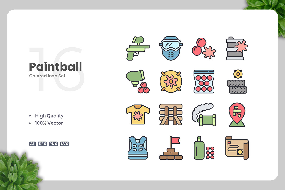 Paintball Colored Icons, an Icon by Upnowgraphic
