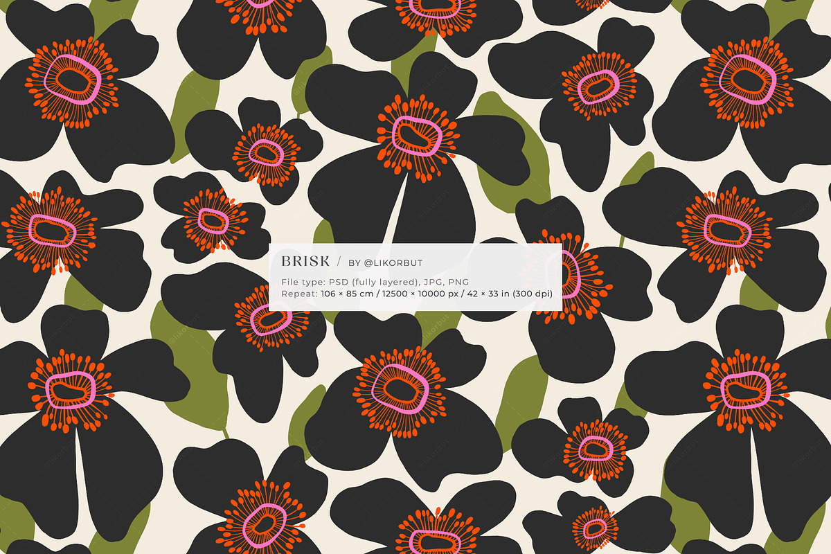 Bold Abstract Modern Flowers Pattern, a Pattern Graphic by likorbut (Photo 3 of 12)