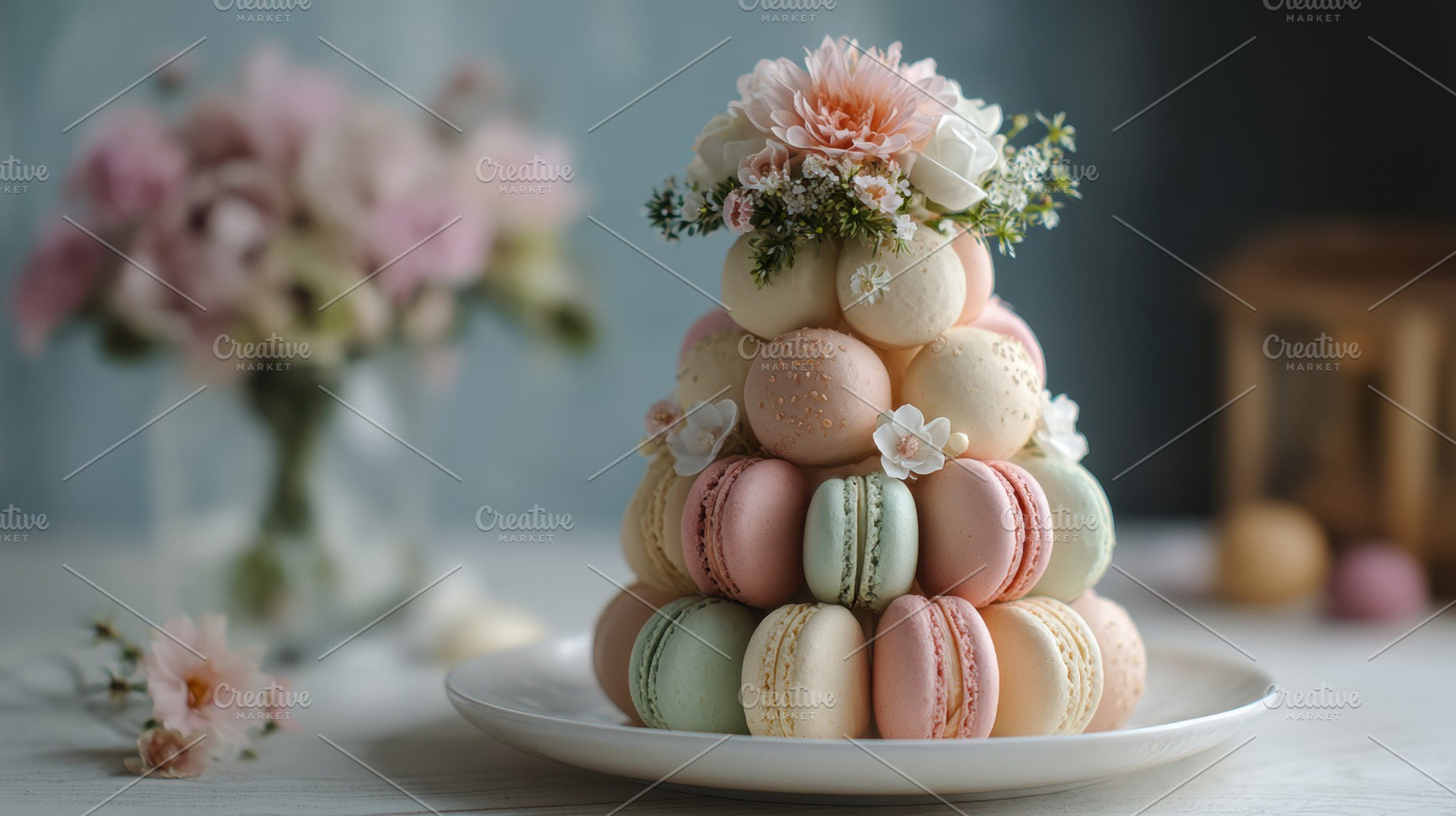 Colorful macaron tower at a party, a Photo by Beautiful things