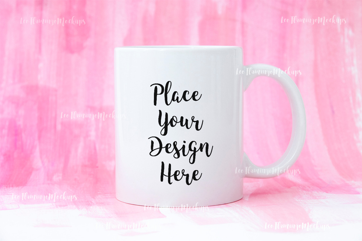 Art mug mockup pink paint background, a Cups & Container Mockup by Leo Flo Mockups (Photo 2 of 8)
