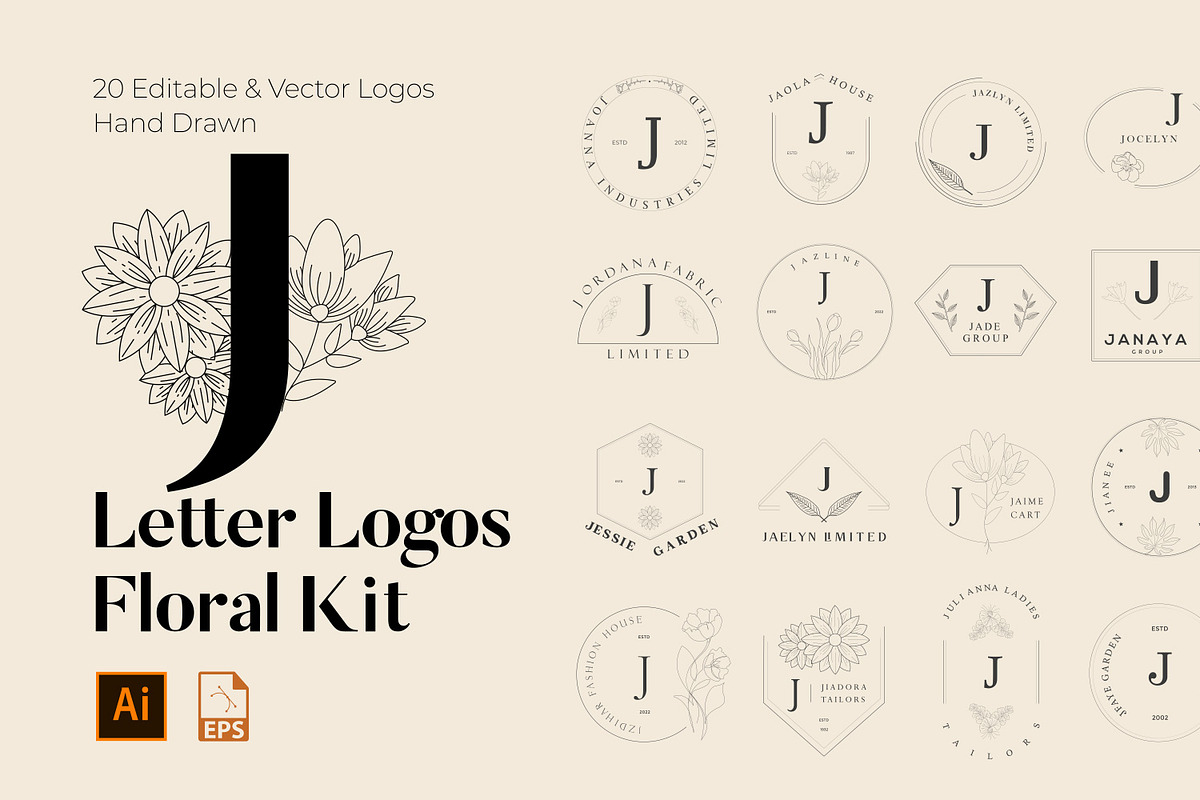 520 A to Z Floral Logos Bundle, a Branding & Logo Template by AN Productions (Photo 72 of 223)