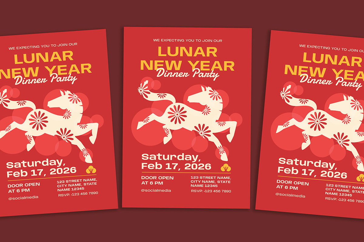 Lunar New Year Dinner Invitation, an Invitation Template by Gumico Studio. (Photo 2 of 3)