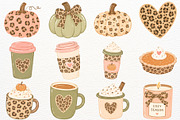 Leopard Autumn Clipart Coffee PNG, a Seasonal Illustration by SugarCloudStudioArt (Thumbnail 2 of 5)