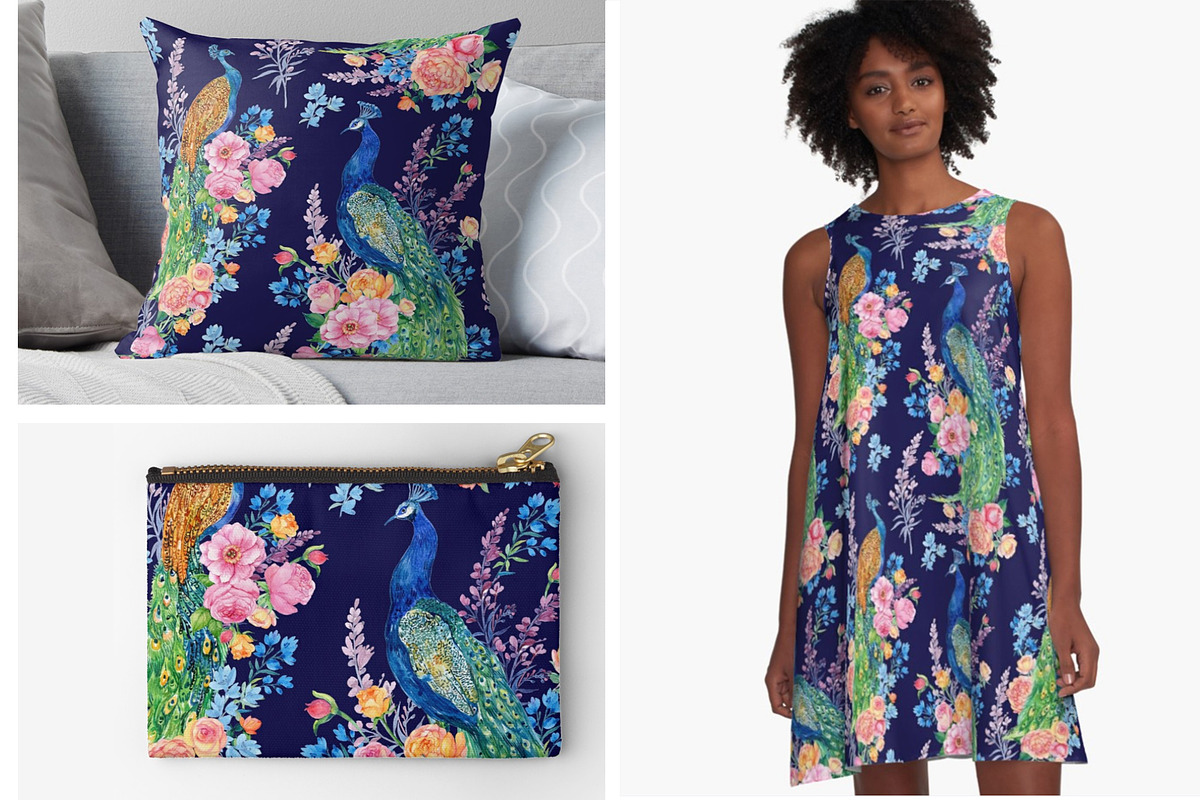 flowers and birds watercolor pattern, a Pattern Graphic by MitrushovaArt (Photo 7 of 7)