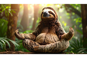 A relaxed sloth meditating in the, an Animal Photo by Igor Tichonow