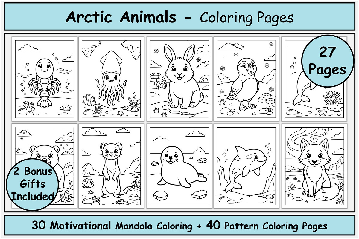 Arctic Animals Coloring Pages, an Animal Illustration by Lamia Emad (Photo 1 of 5)