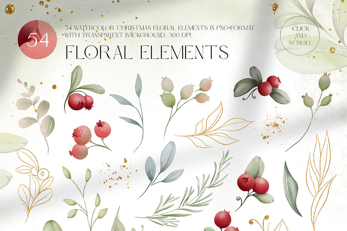CRANBERRY CHRISTMAS watercolor set, a Decorative Illustration by Yuliia Lashevska (Photo 12 of 13)