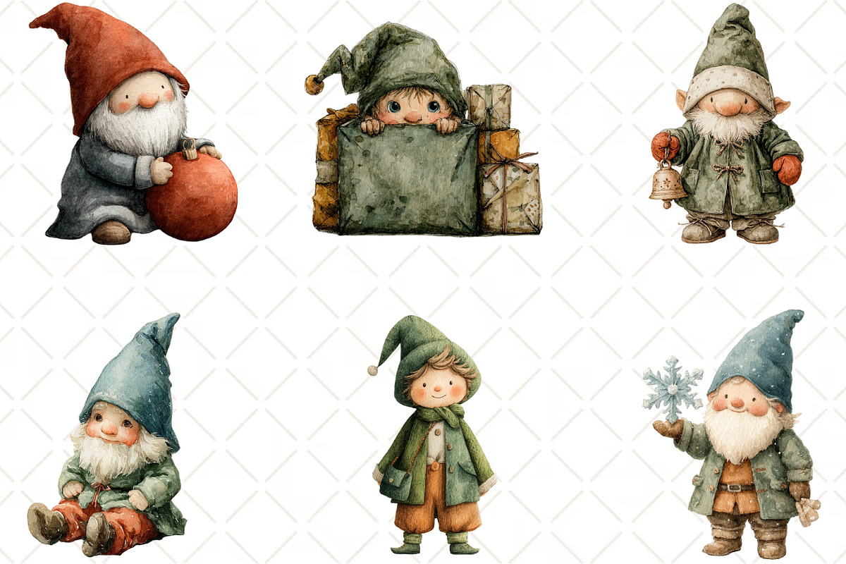 Cute Christmas Baby Gnome Clipart, an Illustration by Black Bird Studio (Photo 4 of 6)