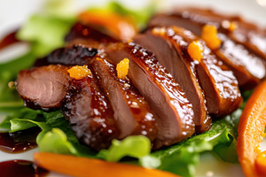 Tasty duck on fresh greens, a Photo by Beautiful things