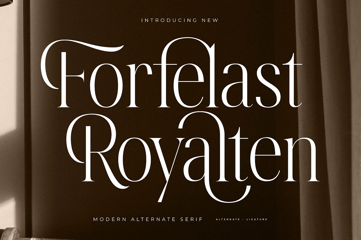 Forfelast Royalten Modern Alternate, a Serif Font by Letterena Studios (Photo 1 of 15)