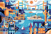 Istanbul Travel Poster, an Illustration by Alex Krugli (Thumbnail 5 of 7)