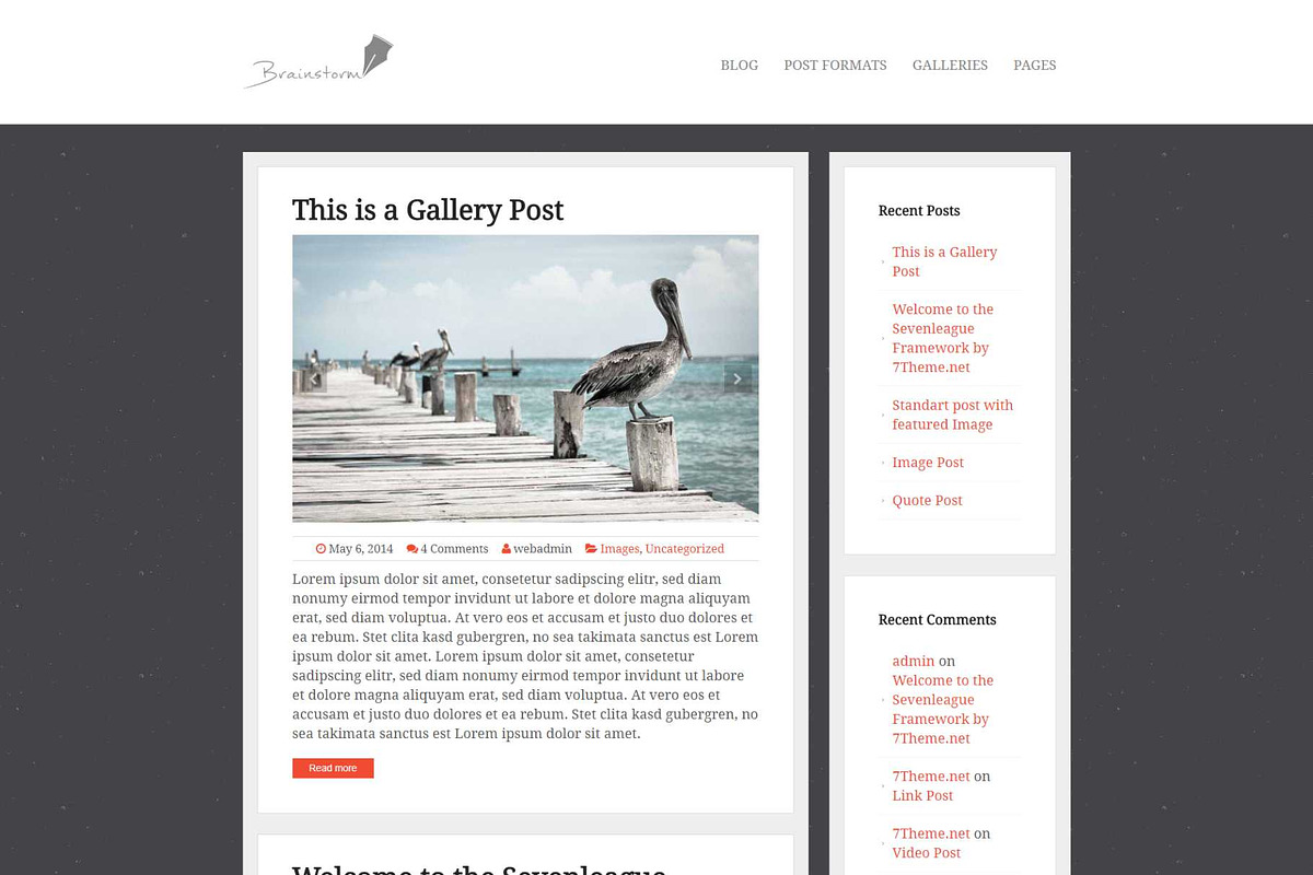 Brainstrom - Responsive Blog Theme, a WordPress Template by 7Theme