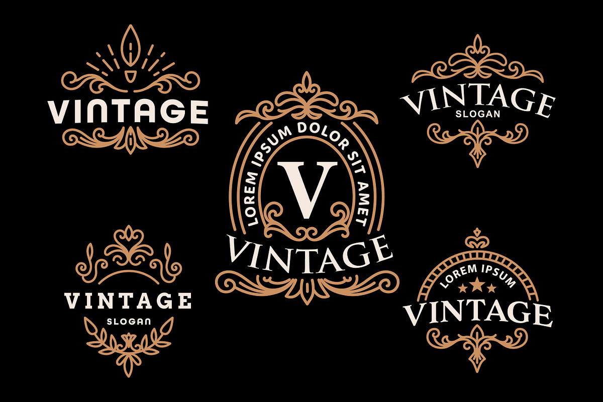 Collection of Elegant Vintage Logos, a Branding & Logo Template by Saba Vector