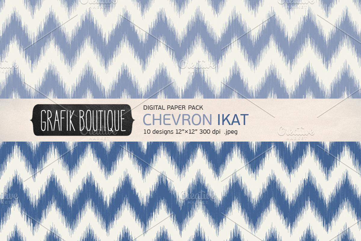 Chevron ikat mint navy papers preview 3