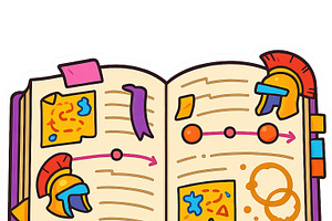 Open schoolbook illustration with co, an Illustration by Dvoevnore photos