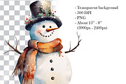 Snowman Watercolor Clipart. AI, a Seasonal Illustration by BonbonnyDesigns (Thumbnail 3 of 5)