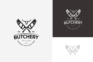 retro vintage flat butcher shop logo, a Branding & Logo Template by Pyruos ID