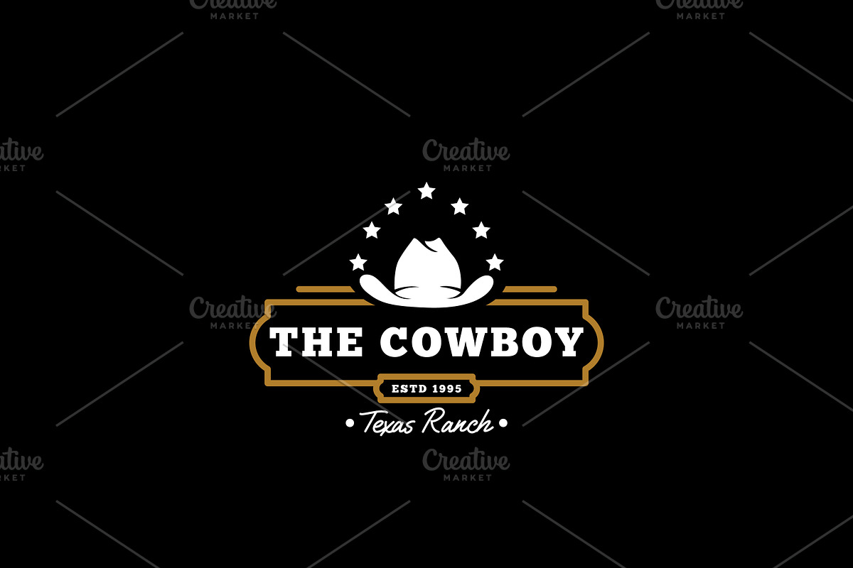 Vintage Cowboy Hat Logo Design, a Branding & Logo Template by AlvinStd