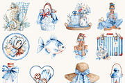 Nautical Beach Summer Clipart, a Seasonal Illustration by BusyDaydesign (Thumbnail 8 of 9)