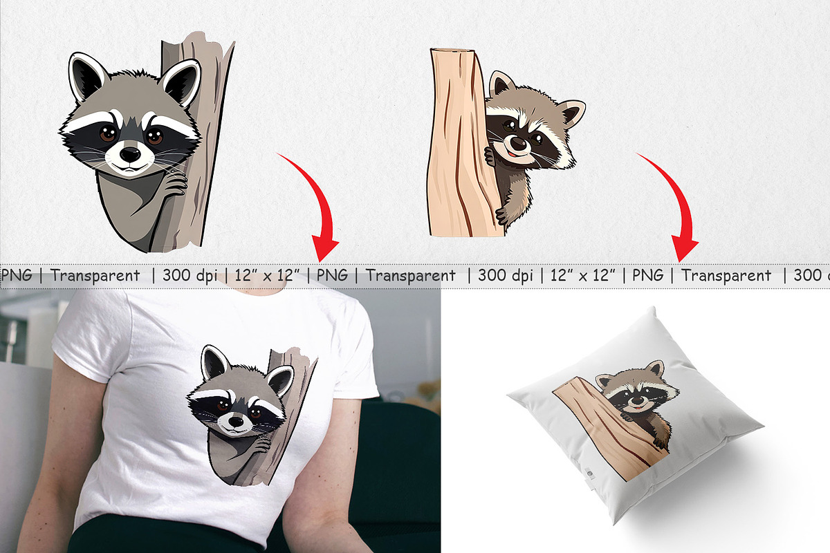 Peeking Raccoon Clipart, a Graphic by Artnoy (Photo 3 of 5)