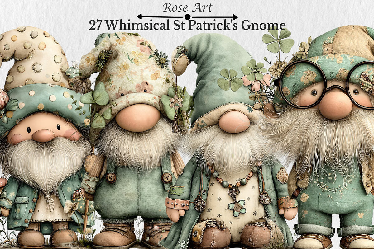 Whimsical St Patrick's Day Gnome Cli, a Seasonal Illustration by Rose Art (Photo 1 of 5)