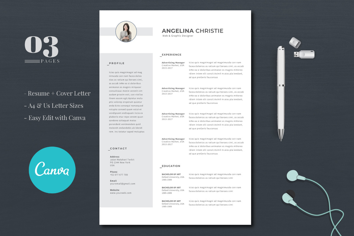 Minimalist Resume Vol.02 - Canva, a Resume Template by Atakana (Photo 1 of 2)
