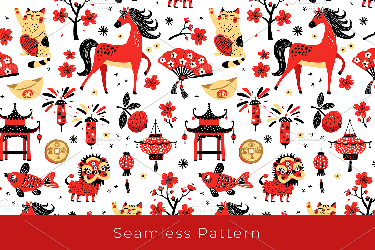 Lunar New Year 2026 Red Fire Horse, a Seasonal Illustration by VasilkovS (Photo 4 of 8)