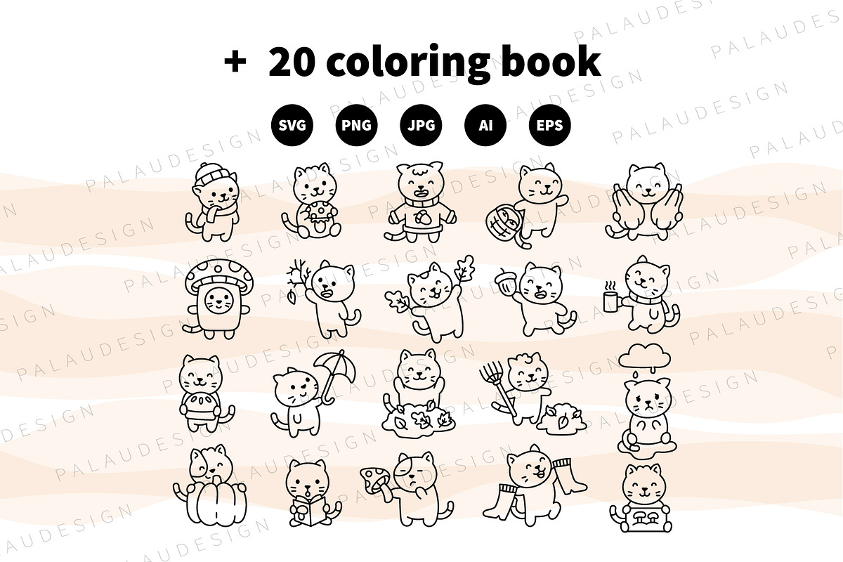 Cute Kawaii Cat Autumn Character, a Seasonal Illustration by Palau (Photo 11 of 12)