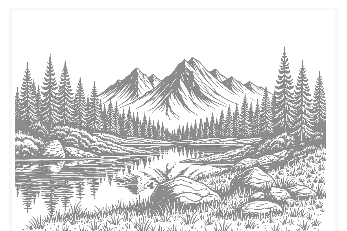 Stylish Mountain Landscape Art, a Finance Illustration by CarWrap design (Photo 2 of 3)