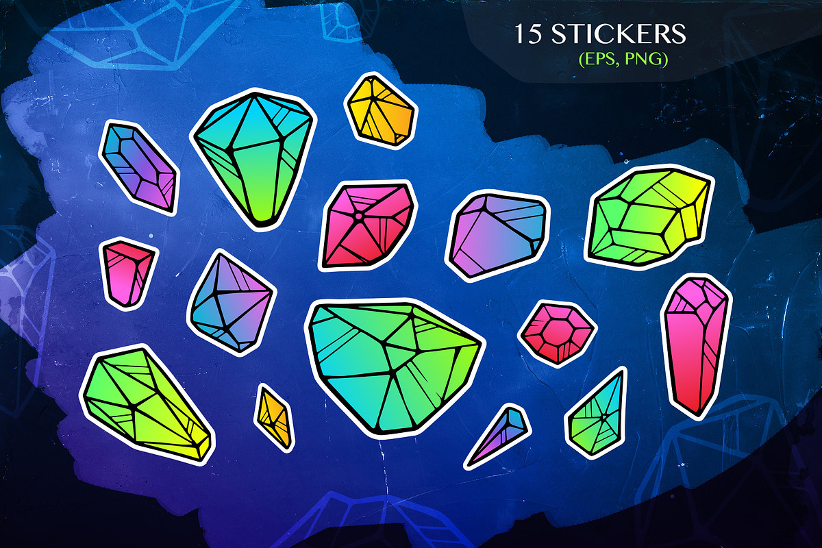 Crystals neon vector clipart, an Illustration by Brandianna (Photo 5 of 7)