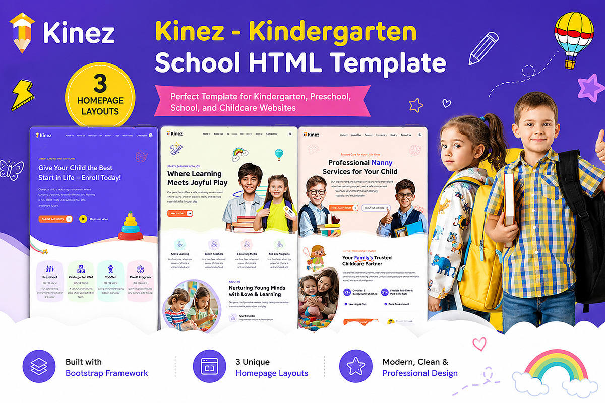 Kinez - Kindergarten School Template, a HTML Template by Helenshop (Photo 1 of 4)
