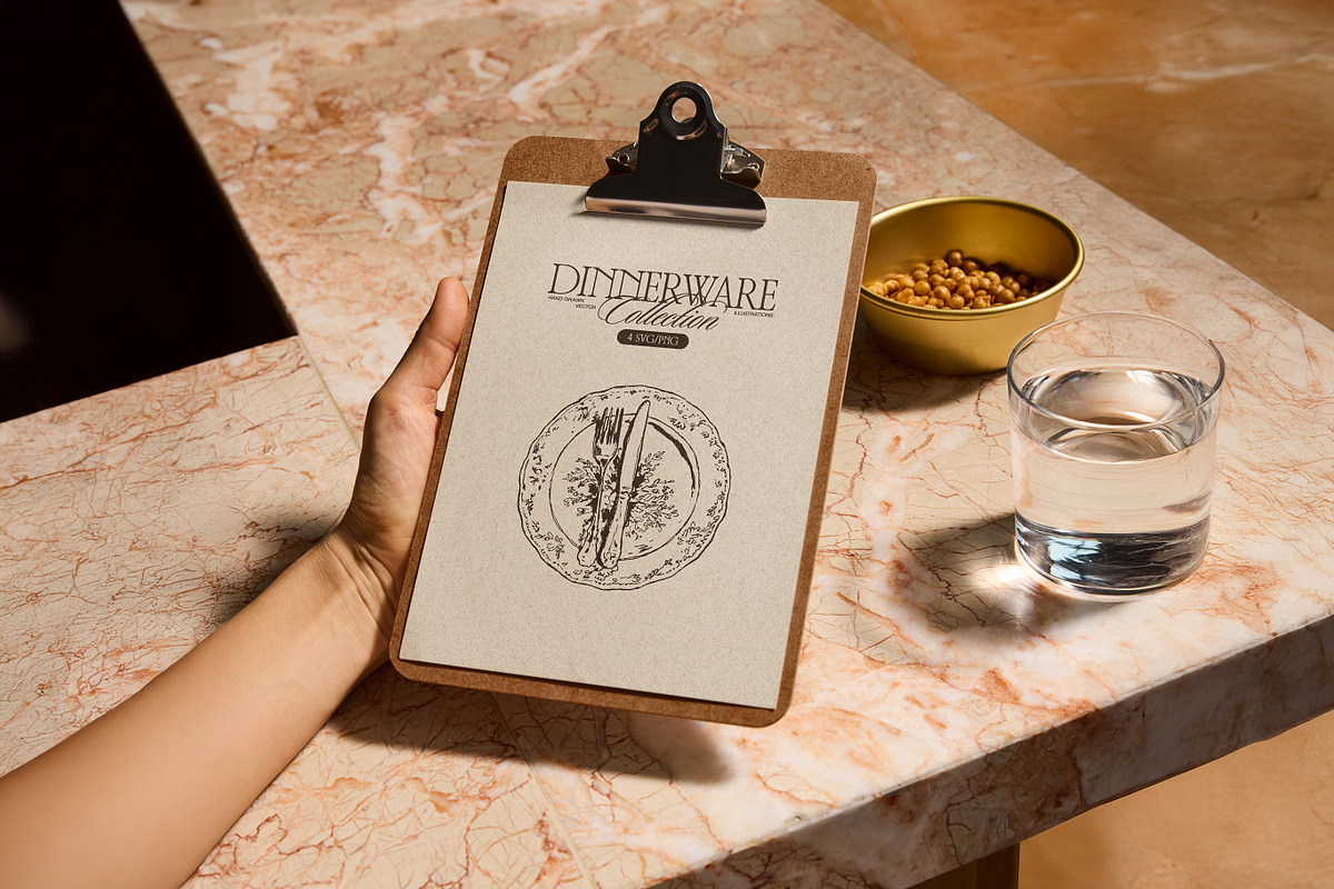 Dinnerware Table Setting Sketches, a Food Illustration by TheMountBirdStudio (Photo 5 of 5)